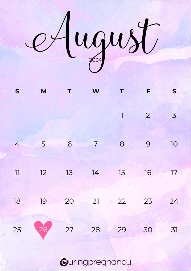 Due date calendarfor August 26, 2024