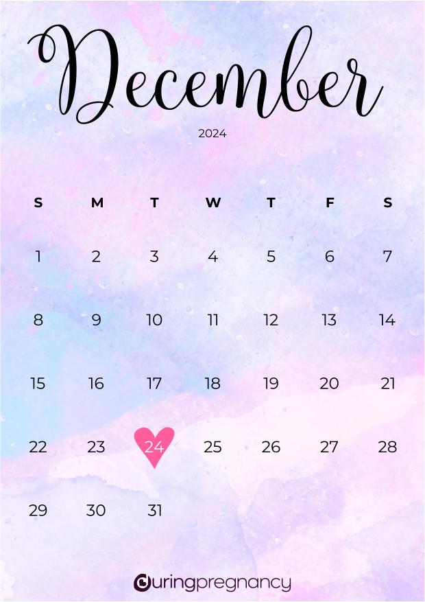 Due date calendarfor December 24, 2024
