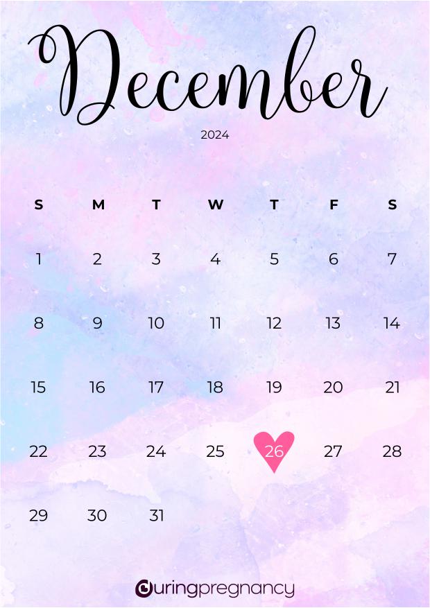 Due date calendarfor December 26, 2024