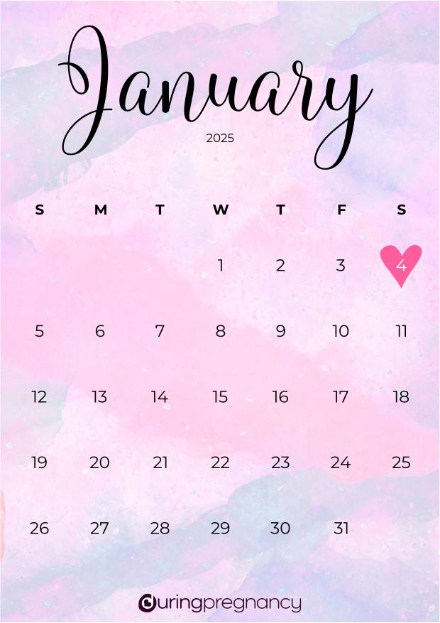 Due date calendarfor January 4, 2025