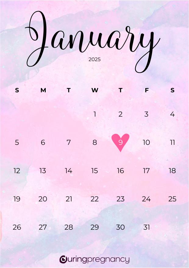 Due date calendarfor January 9, 2025