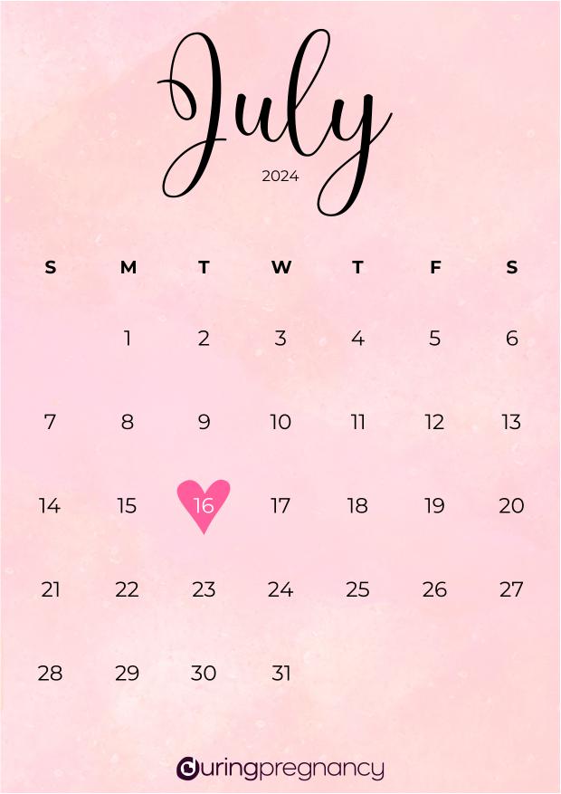 Due date calendarfor July 16, 2024