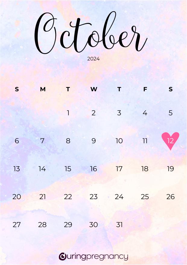 Due date calendarfor October 12, 2024
